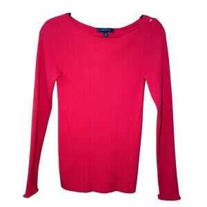 Vintage Ann Taylor - Red Ribbed Boat Neck Top